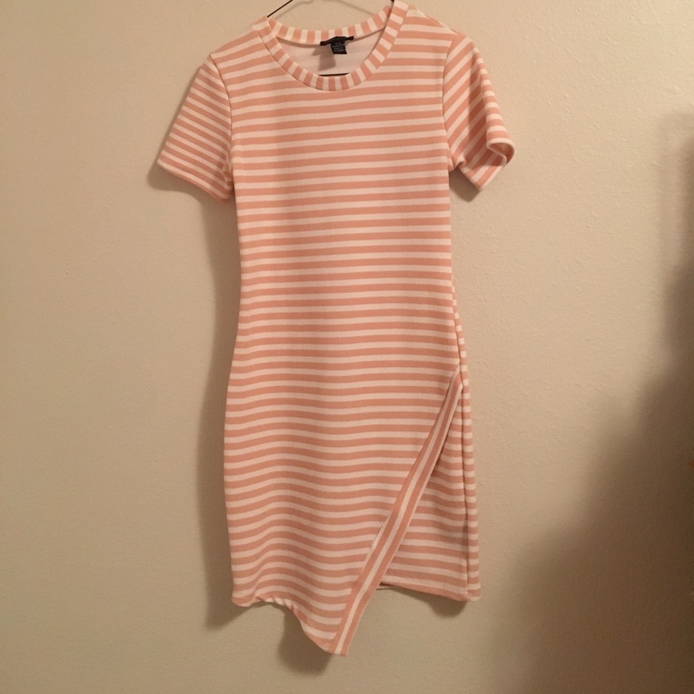 White and pink striped dress